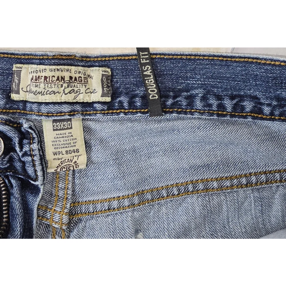 American Rag Low Rise Bootcut Jeans 33x30 Blue Y2K Denim Distressed As Is